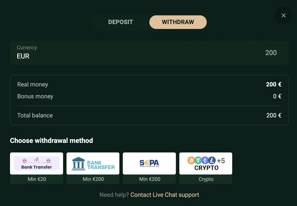 Flutterhall Withdraw